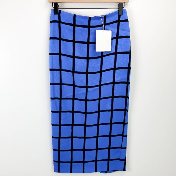 Diane Von Furstenberg Dresses & Skirts - Tailored Midi Pencil Skirt Wesley Windowpane Check Hydrangea Size 4